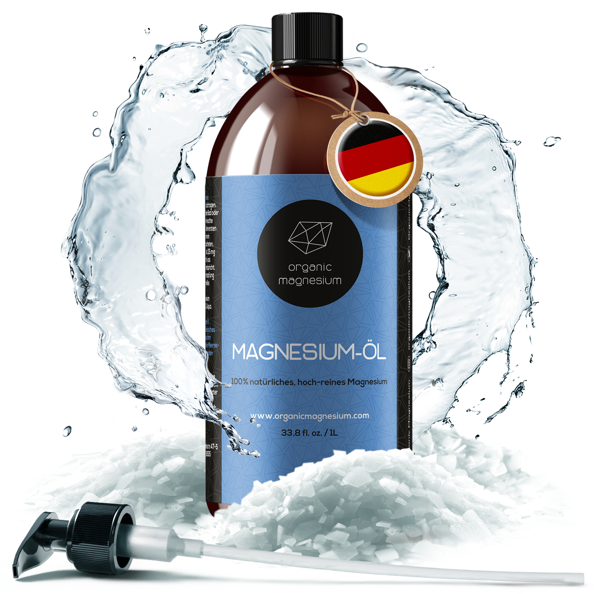 Magnesiumöl 1 Liter mit Schraubverschluss und Pumpaufsatz