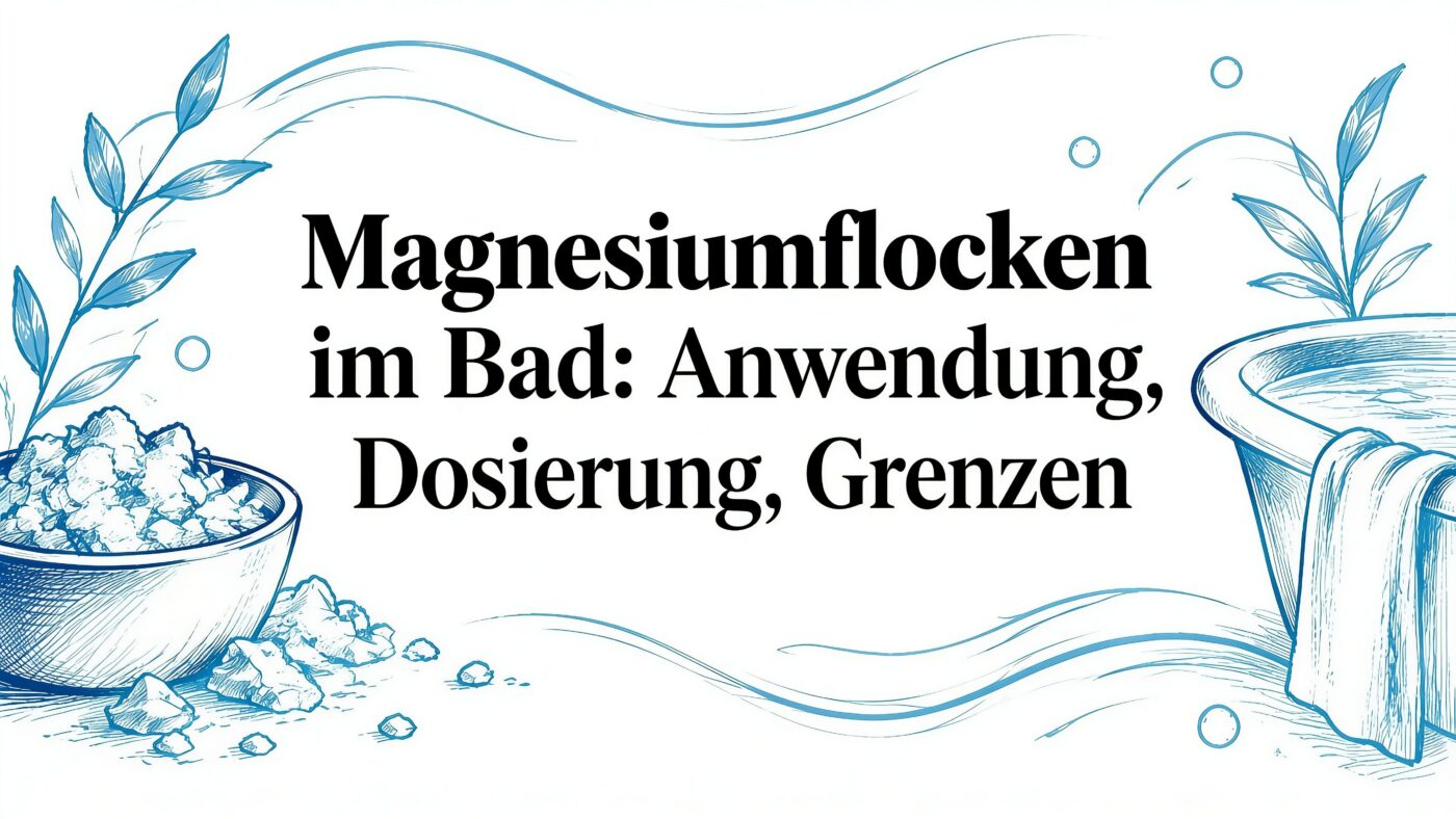 Magnesium Flocken in einer Schale neben einem warmen Fußbad